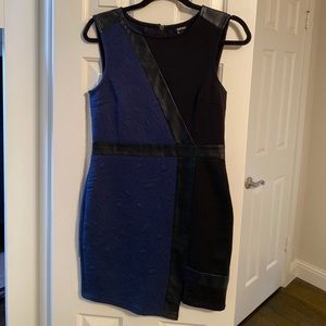Dress with leather detail